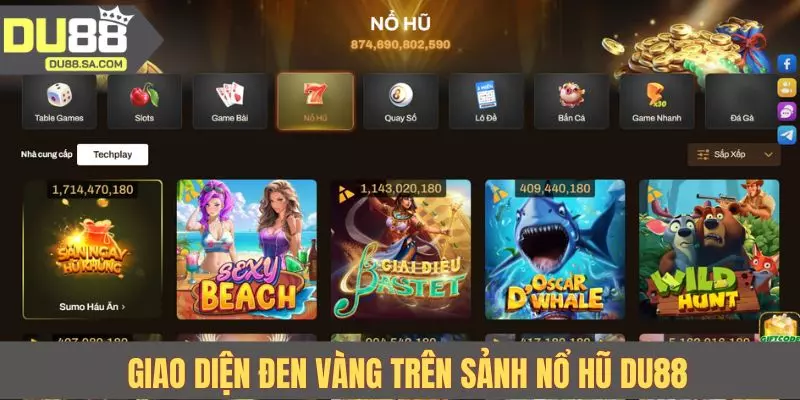 Giao diện đen vàng trên sảnh nổ hũ DU88 Giao diện đen vàng trên sảnh nổ hũ DU88