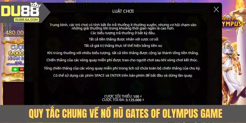 Quy tắc chung về nổ hũ Gates of Olympus game
